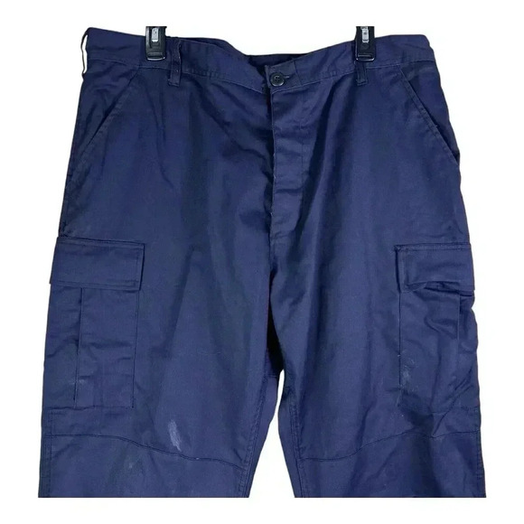 Navy BDU Pants Mens Large Regular Rothco Trouser Cargo Navy Blue Adjustable - Picture 2 of 16